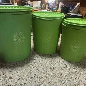 Vtg Tupperware Green Storage Container Set of 3
